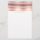 モダンはのどのばら色の金ゴールドで縞で飾ります 便箋 (正面)