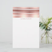モダンはのどのばら色の金ゴールドで縞で飾ります 便箋 (スタンド正面)