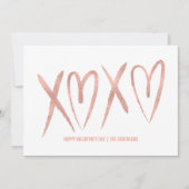 モダンはばら色の金ゴールドのバレンタインカードにブラシをかけました シーズンカード (正面)