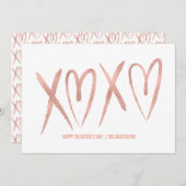 モダンはばら色の金ゴールドのバレンタインカードにブラシをかけました シーズンカード (正面/裏面)