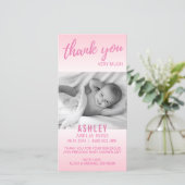 モダンはピンク|が写真を加えるベビーシャワーの女の子感謝していしています サンキューカード (スタンド正面)