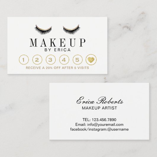 モダンはメーキャップアーティストのロイヤリティの穿孔器を打ちます ロイヤリティカード (正面/裏面)
