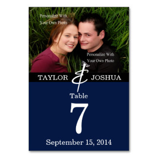 モダンは深い海軍写真のテーブルカードを並べます テーブルナンバー