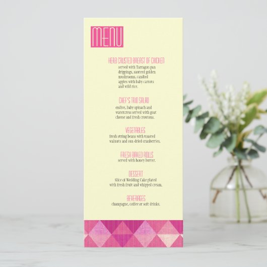 モダンは結婚式メニュー暗い赤紫色を並べます メニュー (スタンド正面)