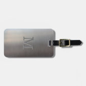 モダンは金属の一見のモノグラムにブラシをかけました ラゲッジタグ (正面横)