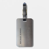 モダンは金属の一見のモノグラムにブラシをかけました ラゲッジタグ (裏面縦)