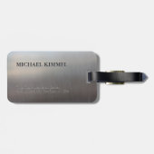 モダンは金属の一見のモノグラムにブラシをかけました ラゲッジタグ (裏面横)