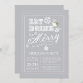 モダンは飲み物をですメリーな休日の招待状食べます 招待状 (正面/裏面)