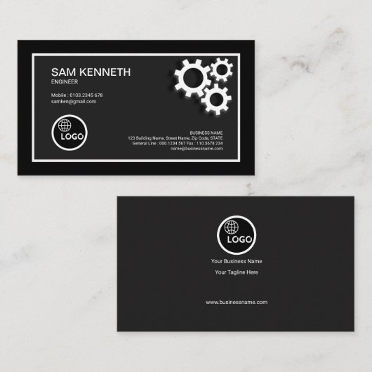 モダンは3つのギアエンジニアを縁どります 名刺 (正面/裏面)