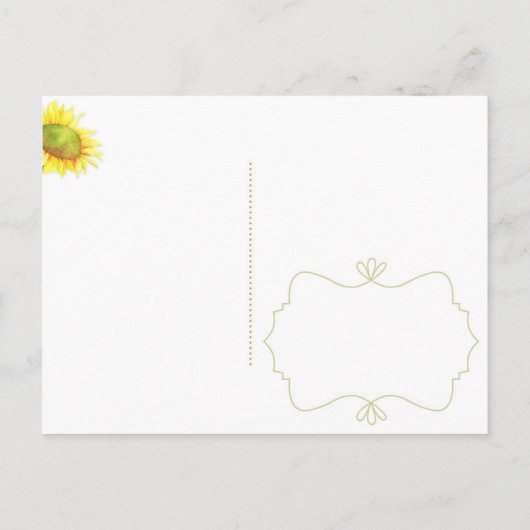 モダンひまわりストライプと結婚式日付を保存 案内ポストカード (裏面)