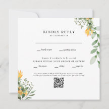 モダンひまわりホワイトスクエア結婚式QRコード