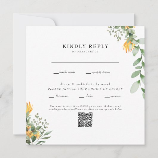 モダンひまわりホワイトスクエア結婚式QRコード (正面)