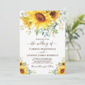 モダンひまわり夏の緑のフローラ結婚ズ 招待状 (スタンド正面)