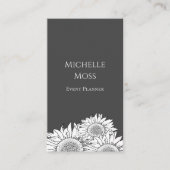 モダンひまわりQRコードグレー 名刺 (正面)