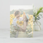 モダンひま素朴花おもしろいオーバーレイ結婚写真 招待状 (スタンド正面)