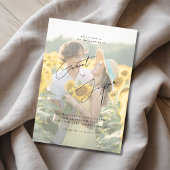 モダンひま素朴花おもしろいオーバーレイ結婚写真 招待状