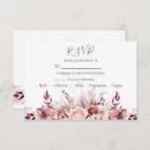 モダンほこりっぽいバラピ結婚ンク 出欠カード (正面/裏面)