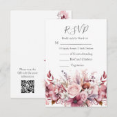 モダンほこりっぽいバラピ結婚ンク 出欠カード (正面/裏面)