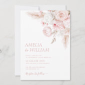 モダンほこりっぽいバラフローラ結婚式招待状 招待状 (正面)