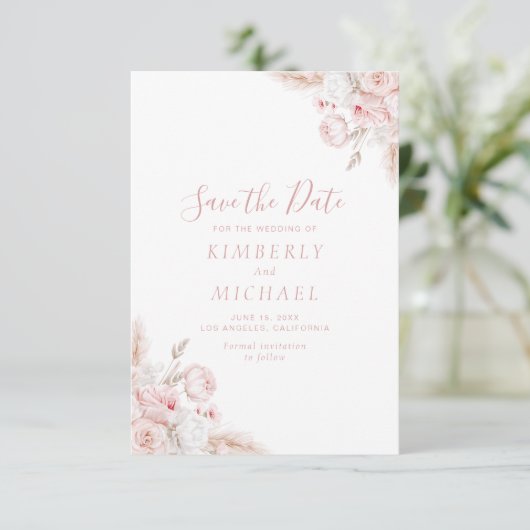 モダンほこりっぽいバラ結婚フローラ セーブザデート (スタンド正面)