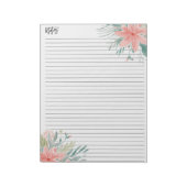 モダンほこりっぽいピンクのフローラの水色 ノートパッド (回転)