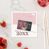 モダンほこりっぽいピンクの卒業写真卒業パーティー スタンダードカクテルナプキン (インサイチュ)