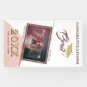 モダンほこりっぽいピンクの卒業写真卒業パーティー 横断幕 (横)