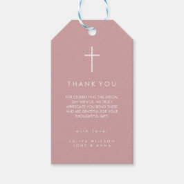 モダンほこりっぽいピンクの洗礼を交える ギフトタグ