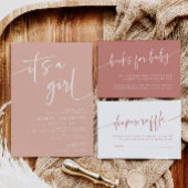 モダンほこりっぽいピンクの赤ちゃんシャワー招待状女の子だ 招待状