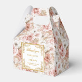 モダンほこりっぽいピンク金ゴールドフローラ結婚式の引き出物箱 フェイバーボックス (正面サイド)