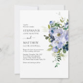 モダンほこりっぽい紫の水彩植物結婚の 招待状 (正面)