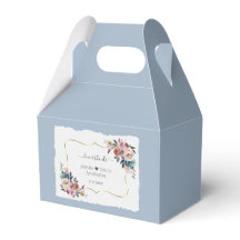 モダンほこりっぽい青いピンクの花の金ゴールド結婚の