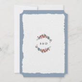 モダンほこりっぽい青いピンクの花の金ゴールド結婚の 招待状 (裏面)