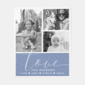 モダンほこりっぽい青い写真パーソナライズされた愛 フリースブランケット (正面)