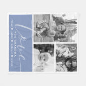 モダンほこりっぽい青い写真パーソナライズされた愛 フリースブランケット (正面(横))