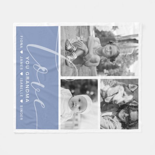 モダンほこりっぽい青い写真パーソナライズされた愛 フリースブランケット (正面(横))
