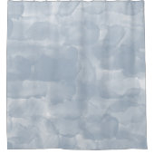 モダンほこりっぽい青い水色のブラシストローク シャワーカーテン (正面)