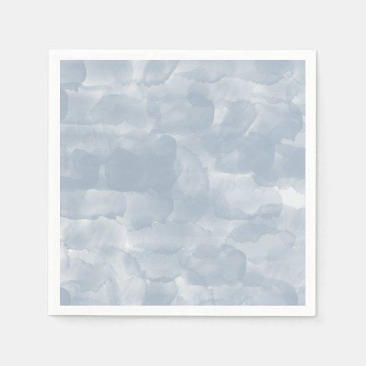 モダンほこりっぽい青い水色のブラシストローク スタンダードカクテルナプキン (正面)