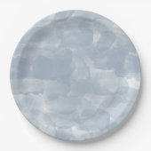 モダンほこりっぽい青い水色のブラシストローク ペーパープレート (正面)