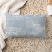 モダンほこりっぽい青い水色のブラシストローク ランバークッション (ブランケット)