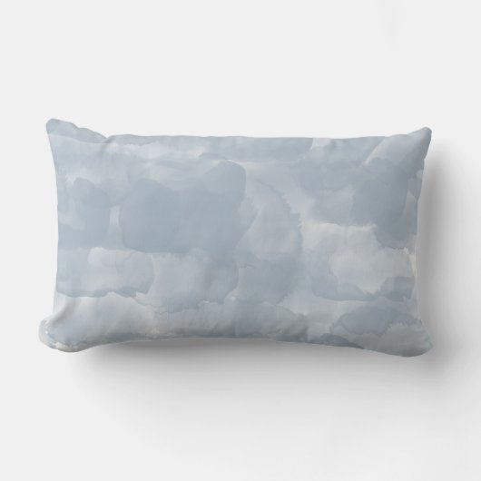 モダンほこりっぽい青い水色のブラシストローク ランバークッション (正面)