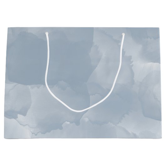 モダンほこりっぽい青い水色のブラシストローク ラージペーパーバッグ (正面)