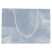 モダンほこりっぽい青い水色のブラシストローク ラージペーパーバッグ (裏面)