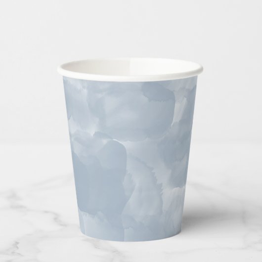 モダンほこりっぽい青い水色のブラシストローク 紙コップ (左)