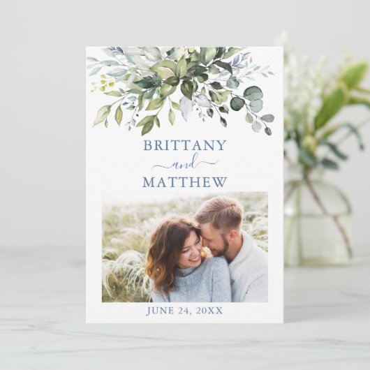 モダンほこりっぽい青い水色の緑の写真 セーブザデート (スタンド正面)