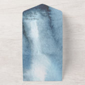 モダンほこりっぽい青い海軍 オールインワン招待状 (外側)