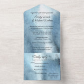 モダンほこりっぽい青い海軍 オールインワン招待状 (内側)