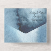 モダンほこりっぽい青い海軍 オールインワン招待状 (裏面)