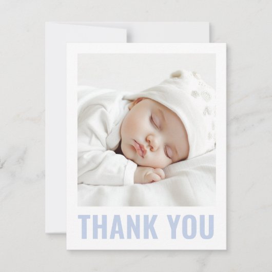モダンほこりっぽい青い白い洗礼《キリスト教》洗礼式や命名式写真 サンキューカード (正面)