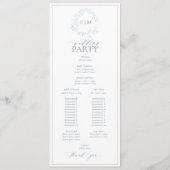 モダンほこりっぽい青い葉冠モノグラム結婚ズ プログラム (裏面)